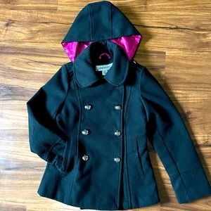 London Fog Girls Trench Pea Coat Size 7 / 8 black Dress Coat